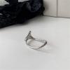 imageWave Double Finger Band Rings for Women Silver Plated Simple Asymmetrical Geometric Ring Comfort Fit Fashion Unique Party Jewelry Size 67
