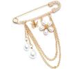 imageElegant Shell Pearl Flower Butterfly Brooch Pin for Women Girls Gold Tone Vintage Teardrop Shaped Imitation Pearls Tassel Chain Drop Dangle Lapel Pins Sweater Shawl Dress Accessories Birthday Wedding Christmas Jewelry Gift