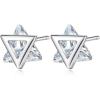 imageMinimalist Triangle CZ Stud Earrings for Women S925 Sterling Silver Tiny Small Cute Geometrical David Star Sparkling Cubic Zirconia Hypoallergenic Ear Studs Tragus Post Clear Crystal