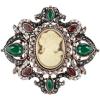 imageVintage Cameo Victorian Lady Maiden Crystal Rhinestone Flower Brooch Pin for Women Girls Oxidized Antiqued Gold Plated Lapel Banquet Wedding Birthday Jewelry Dainty Gift for Mother Sister