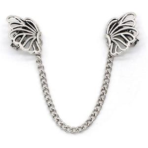 imageVintage Collar Clip Brooch for Wowen Girls Unisex Retro Filigree Butterfly Cute Cat Dog Paw Print Animals Long Tassel Chain Drop Lapel Pin Necktie Tie Shawl Clips Scarf Weather Dress Accessories Jewelry Wings