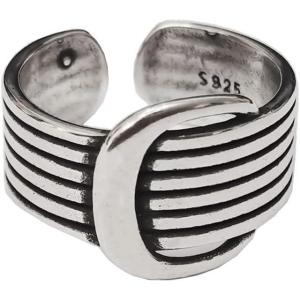 imageVintage Wide Band Ring for Women Girls Fashion Statement Silvery Finger Rings Comfort Fit Trendy Personazlied Punk Jewelry