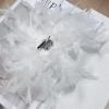 imageDainty Lady Feather Flower Wedding Brooch Pin for Women Girls Elegant Rhinestone Shell Pearl Fascinator Hair Clip Hatpin Corsage Lapel Pins Bridal Cocktail Party Costume Accessories 23cmWhite