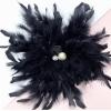 imageDainty Lady Feather Flower Wedding Brooch Pin for Women Girls Elegant Rhinestone Shell Pearl Fascinator Hair Clip Hatpin Corsage Lapel Pins Bridal Cocktail Party Costume Accessories 23cmBlack