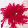 imageDainty Lady Feather Flower Wedding Brooch Pin for Women Girls Elegant Rhinestone Shell Pearl Fascinator Hair Clip Hatpin Corsage Lapel Pins Bridal Cocktail Party Costume Accessories 23cmRed