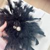 imageDainty Lady Feather Flower Wedding Brooch Pin for Women Girls Elegant Rhinestone Shell Pearl Fascinator Hair Clip Hatpin Corsage Lapel Pins Bridal Cocktail Party Costume Accessories 23cmBlack