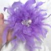 imageDainty Lady Feather Flower Wedding Brooch Pin for Women Girls Elegant Rhinestone Shell Pearl Fascinator Hair Clip Hatpin Corsage Lapel Pins Bridal Cocktail Party Costume Accessories 23cmPurple