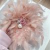 imageDainty Lady Feather Flower Wedding Brooch Pin for Women Girls Elegant Rhinestone Shell Pearl Fascinator Hair Clip Hatpin Corsage Lapel Pins Bridal Cocktail Party Costume Accessories 23cmPink
