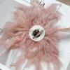 imageDainty Lady Feather Flower Wedding Brooch Pin for Women Girls Elegant Rhinestone Shell Pearl Fascinator Hair Clip Hatpin Corsage Lapel Pins Bridal Cocktail Party Costume Accessories 23cmPink