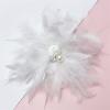 imageDainty Lady Feather Flower Wedding Brooch Pin for Women Girls Elegant Rhinestone Shell Pearl Fascinator Hair Clip Hatpin Corsage Lapel Pins Bridal Cocktail Party Costume Accessories 23cmWhite