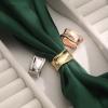 imageDainty Oblate Silk Scarf Ring Brooch for Women Minimalist Geometric Shawl Scarves Buckle Wrap Clasp Clip Rings Brooches Fashion Dress Accessories JewelryGold