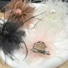 imageLady Fascinator Feather Flower Brooch for Women Elegant Shell Pearl Mesh Blossom Hair Clip Wedding Corsage Lapel Pin Bridal Hairband Derby Hat Cocktail Party Costume Accessories WhiteWhite