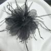 imageLady Fascinator Feather Flower Brooch for Women Elegant Shell Pearl Mesh Blossom Hair Clip Wedding Corsage Lapel Pin Bridal Hairband Derby Hat Cocktail Party Costume Accessories WhiteBlack
