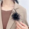 imageLady Fascinator Feather Flower Brooch for Women Elegant Shell Pearl Mesh Blossom Hair Clip Wedding Corsage Lapel Pin Bridal Hairband Derby Hat Cocktail Party Costume Accessories WhiteBlack