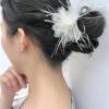imageLady Fascinator Feather Flower Brooch for Women Elegant Shell Pearl Mesh Blossom Hair Clip Wedding Corsage Lapel Pin Bridal Hairband Derby Hat Cocktail Party Costume Accessories WhiteWhite