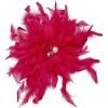 imageDainty Lady Feather Flower Wedding Brooch Pin for Women Girls Elegant Rhinestone Shell Pearl Fascinator Hair Clip Hatpin Corsage Lapel Pins Bridal Cocktail Party Costume Accessories 23cmRed