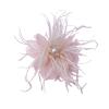 imageLady Fascinator Feather Flower Brooch for Women Elegant Shell Pearl Mesh Blossom Hair Clip Wedding Corsage Lapel Pin Bridal Hairband Derby Hat Cocktail Party Costume Accessories WhitePink