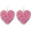 imageRetro Leather Love Heart Drop Earrrings for Women Girls AB Crystal Long Big Leopard Print Statement Drop Dangle Hook Handmade Lightweight Beachy Christmas Holiday Y2K Jewelry Pink