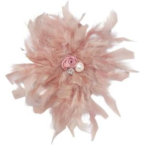 imageDainty Lady Feather Flower Wedding Brooch Pin for Women Girls Elegant Rhinestone Shell Pearl Fascinator Hair Clip Hatpin Corsage Lapel Pins Bridal Cocktail Party Costume Accessories 23cmPink