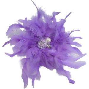 imageDainty Lady Feather Flower Wedding Brooch Pin for Women Girls Elegant Rhinestone Shell Pearl Fascinator Hair Clip Hatpin Corsage Lapel Pins Bridal Cocktail Party Costume Accessories 23cmPurple