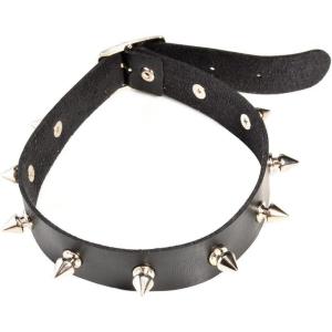 imageDtja Punk PU Leather Choker Necklace for Women Girls Men Black Adjustable Spike Cone Wide Collar Retro Gothic Halloween Hip Hop Jewelry Gift for Friend