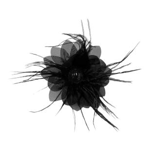 imageLady Fascinator Feather Flower Brooch for Women Elegant Shell Pearl Mesh Blossom Hair Clip Wedding Corsage Lapel Pin Bridal Hairband Derby Hat Cocktail Party Costume Accessories WhiteBlack