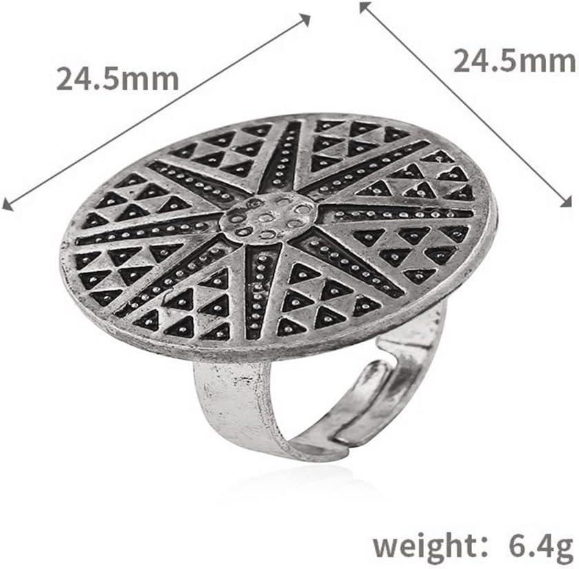 imageVintage Round Star Statement Ring for Women Girls Boho Expandable Adjustable Open Wrap Finger Rings Comfort Fit Bohemian Jewelry Silver Tone Size 78