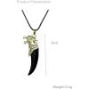 imageVintage Dragon Wolf Fang Tooth Pendant Necklace for Men Women Gold Tone Unisex Punk Rock Black Cone Braided Rope Chain Adjustable Bohemian Artificial Tribal Jewelry