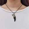 imageVintage Dragon Wolf Fang Tooth Pendant Necklace for Men Women Gold Tone Unisex Punk Rock Black Cone Braided Rope Chain Adjustable Bohemian Artificial Tribal Jewelry