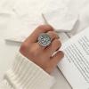 imageVintage Round Star Statement Ring for Women Girls Boho Expandable Adjustable Open Wrap Finger Rings Comfort Fit Bohemian Jewelry Silver Tone Size 78