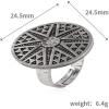 imageVintage Round Star Statement Ring for Women Girls Boho Expandable Adjustable Open Wrap Finger Rings Comfort Fit Bohemian Jewelry Silver Tone Size 78