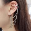 imageVintage Tassel Dangle Ear Cuff Crawler Climber Earring for Women Girls Stainless Steel Cartilage Small Hoop Wrap Vine Clip on Layered Chain Drop Fashion Lightweight Comfy Jewelry 1 Piece Butterfly