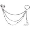 imageVintage Tassel Dangle Ear Cuff Crawler Climber Earring for Women Girls Stainless Steel Cartilage Small Hoop Wrap Vine Clip on Layered Chain Drop Fashion Lightweight Comfy Jewelry 1 Piece Butterfly