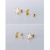 imageCZ Leaf Flower Stud Earrings 20g Cartilage Tragus for Women Girls Sterling Silver Crystal Diamond Cluster Piercing Ear Dainty Shiny Daisy Tiny Ball Screw Back Barbell Hypoallergenic Jewelry
