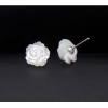 imageCute Shell Pearl Flower Stud Earrings for Women S925 Sterling Silver Hypoallergenic Small White Rose Floral Statement Cartilage Tragus Post Pin Fashion Birthday Wedding Jewelry