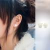 imageCute Shell Pearl Flower Stud Earrings for Women S925 Sterling Silver Hypoallergenic Small White Rose Floral Statement Cartilage Tragus Post Pin Fashion Birthday Wedding Jewelry