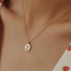 imageDtja Vintage Tulip Flower Pendant Necklace for Women Girls s925 Sterling Silver 18K Gold Plated Embossed Oval Link Chain Adjustable Christmas Valentine Birth Month Jewelry Gifts for MotherGolden