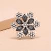 imageVintage Big Flower Statement Ring for Women Girls Silver Plated Oxidized Cubic Zirconia Adjustable Expandable Snowflake Open Wrap Rings Comfort Fit Boho India Bollywood Rhinestone Wedding Birthday Party Jewelry