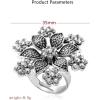 imageVintage Big Flower Statement Ring for Women Girls Silver Plated Oxidized Cubic Zirconia Adjustable Expandable Snowflake Open Wrap Rings Comfort Fit Boho India Bollywood Rhinestone Wedding Birthday Party Jewelry