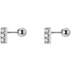 image18g Mini CZ Bar Earrings Sterling Silver for Women Girls 14K Gold Plated Minimalist Tiny Short Bars Barbell 3mm Ball Stud Tragus Post Screw Back Hypoallergenic Dainty Piercing Body Jewelry Nickel FreeSilverToned
