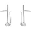 imageMinimalist Line Cuff Stud Earrings for Women 925 Sterling Silver Hypoallergenic Small Double Curved Bar Linear Drop Dangle Unique Simple Jewelry