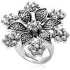imageVintage Big Flower Statement Ring for Women Girls Silver Plated Oxidized Cubic Zirconia Adjustable Expandable Snowflake Open Wrap Rings Comfort Fit Boho India Bollywood Rhinestone Wedding Birthday Party Jewelry