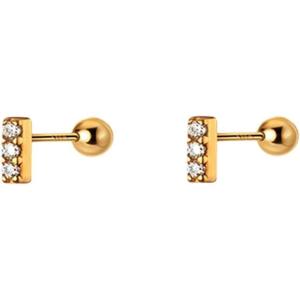 image18g Mini CZ Bar Earrings Sterling Silver for Women Girls 14K Gold Plated Minimalist Tiny Short Bars Barbell 3mm Ball Stud Tragus Post Screw Back Hypoallergenic Dainty Piercing Body Jewelry Nickel FreeYellow