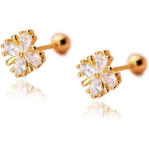 imageCZ Leaf Flower Stud Earrings 20g Cartilage Tragus for Women Girls Sterling Silver Crystal Diamond Cluster Piercing Ear Dainty Shiny Daisy Tiny Ball Screw Back Barbell Hypoallergenic Jewelry
