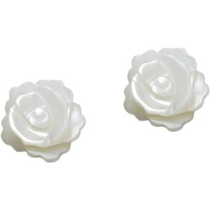 imageCute Shell Pearl Flower Stud Earrings for Women S925 Sterling Silver Hypoallergenic Small White Rose Floral Statement Cartilage Tragus Post Pin Fashion Birthday Wedding Jewelry