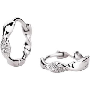 imageTwisted Cubic Zirconia Small Hoop Earrings for Women Girls 925 Sterling Silver Hypoallergenic Minimalist CZ Huggie Hoops Cartilage Fashion Geometrical Jewelry