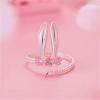 imageDtja Pink CZ Rabbit Statement Stacking Ring for Women Silver Plated Love Heart Star Crystal Zirconia Animal Bunny Pet Ear Adjustable Promise Open Wrap Finger Rings Comfort Fit Easter Birthday Jewelry