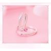 imageDtja Pink CZ Rabbit Statement Stacking Ring for Women Silver Plated Love Heart Star Crystal Zirconia Animal Bunny Pet Ear Adjustable Promise Open Wrap Finger Rings Comfort Fit Easter Birthday Jewelry