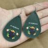 imageGreen Teardrop Leather Dangle Earrings for Women Faux Leather St Patricks Day Shamrock Clover Statement Drop Fish Hook Stud Earring Lightweight Festival Holiday Party Jewelry Souvenirs
