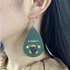 imageGreen Teardrop Leather Dangle Earrings for Women Faux Leather St Patricks Day Shamrock Clover Statement Drop Fish Hook Stud Earring Lightweight Festival Holiday Party Jewelry Souvenirs